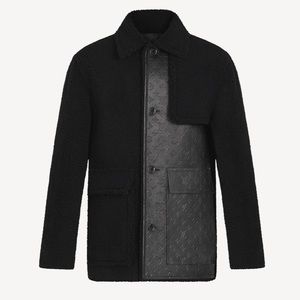 Louis Vuitton Shearling and Monogram Leather Business Coat